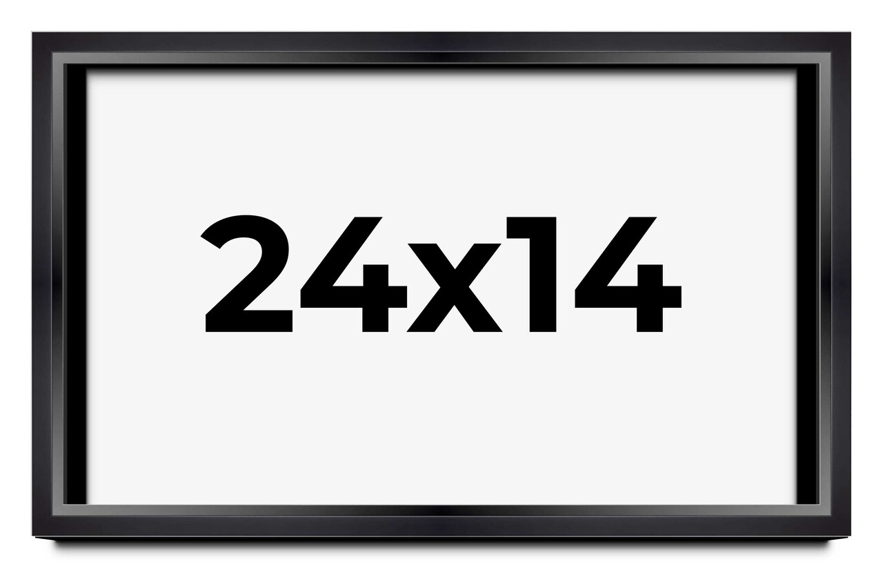 24x14 Modern Shadow Box 1.5" Depth Black Picture Frame - UV Acrylic, Backing, Hanging Hardware